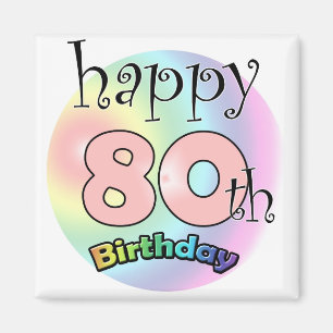 Happy 80th Birthday (roze) Magnet