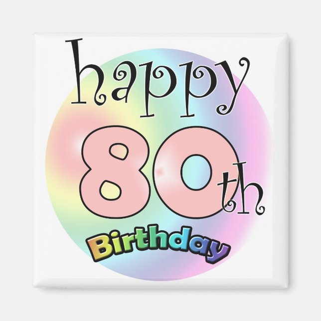 Happy 80th Birthday (roze) Magnet (Front)