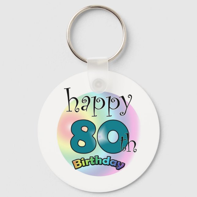 Happy 80th Birthday Sleutelhanger Key Ring (Front)