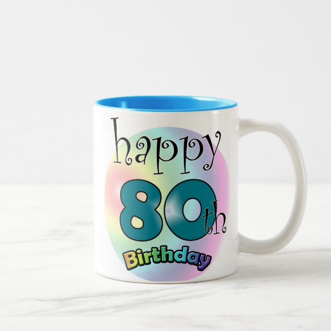 Happy 80th Birthday Two-Tone Coffee Mug (Right)