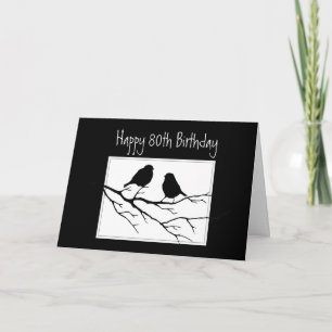 Happy 80th, Eightieth, Birthday Two Birds Card