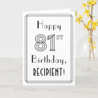 Happy 81st Birthday, Art Deco Style w/ Custom Name
