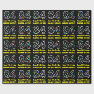 Happy 84th Birthday, Fun Colourful Stars Pattern 8 Wrapping Paper