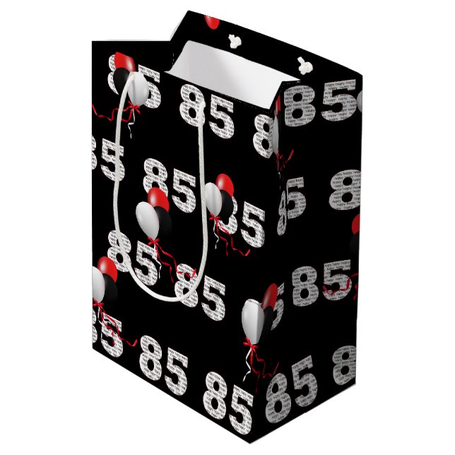 Happy 85th Birthday Balloons Medium Gift Bag (Back Angled)