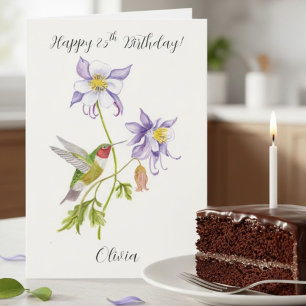 Happy 85th Birthday Columbine with Hummingbird Card