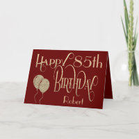 Happy 85th Birthday Name Gold Typography Burgundy