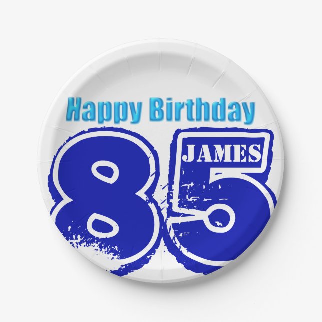 Happy 85th Birthday Personalised Paper Plates (Front)