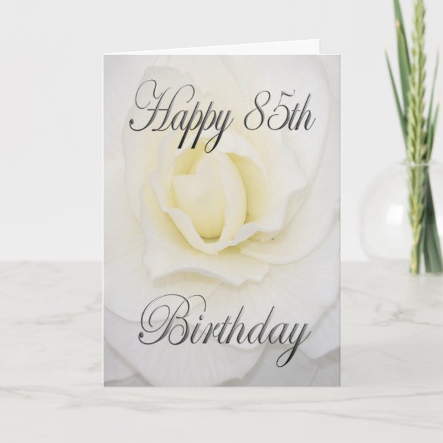 Happy 85th Birthday White Flower Card (Front)