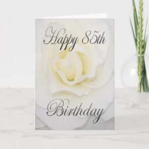 Happy 85th Birthday White Flower Card