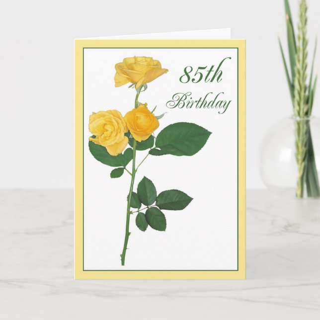Happy 85th Birthday Yellow Roses Card (Front)