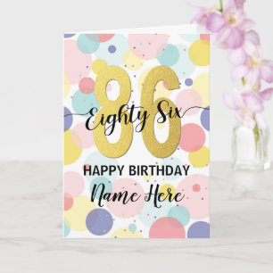 Happy 86th Birthday Pastel Rainbow Gold Woman Card