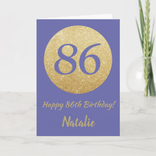 Happy 86th Birthday Very Peri and Gold Glitter Card