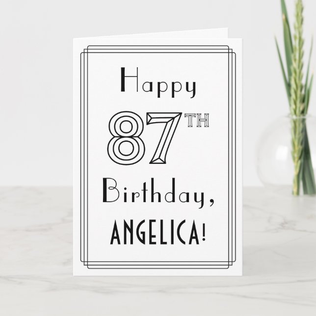 Happy 87th Birthday, Art Deco Style w/ Custom Name Card (Front)