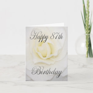 Happy 87th Birthday White Flower Card