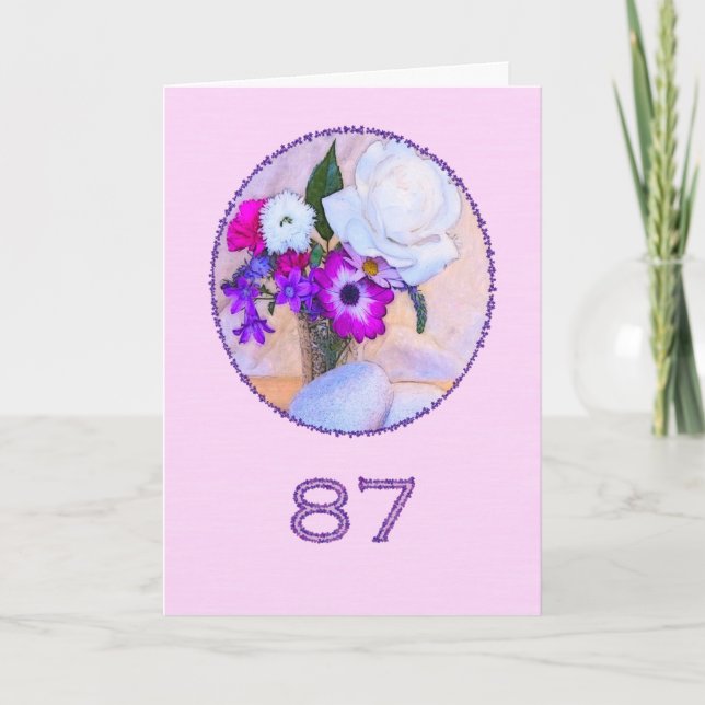 Happy 87th birthday with a flower painting card (Front)