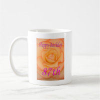 Happy 87th Birthday Yellow Flower with Pink Trim