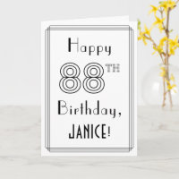 Happy 88th Birthday, Art Deco Style w/ Custom Name