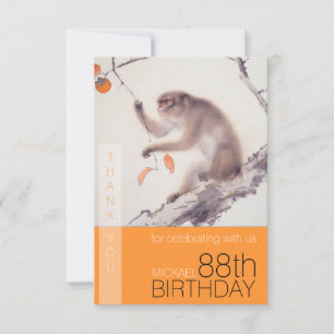 Happy 88th Birthday japanese painting Monkey TYC Thank You Card
