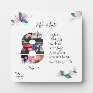 Happy 8th Anniversary ,Custom Photo collage Plaque