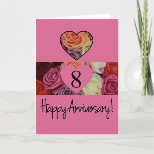 Happy 8th Anniversary roses Card