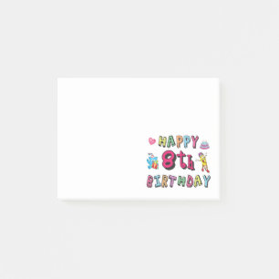 Happy 8th Birthday. 8 year b-day. Post-it Notes