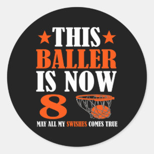 Happy 8th Birthday 8 Year Old Basketball 8th Birth Classic Round Sticker