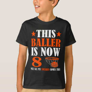 Happy 8th Birthday 8 Year Old Basketball 8th Birth T-Shirt