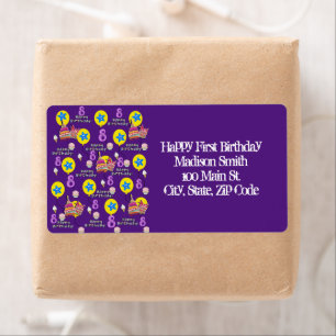 Happy 8th Birthday Address Labels, Purple