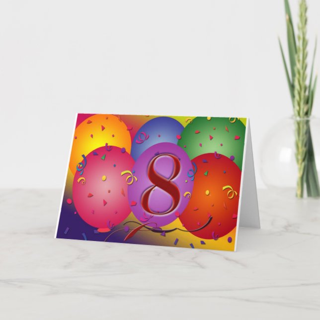 Happy 8th Birthday balloons! Card (Front)