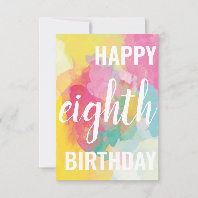 Happy 8th Birthday Card ("Watercolour Gradients") (Front)