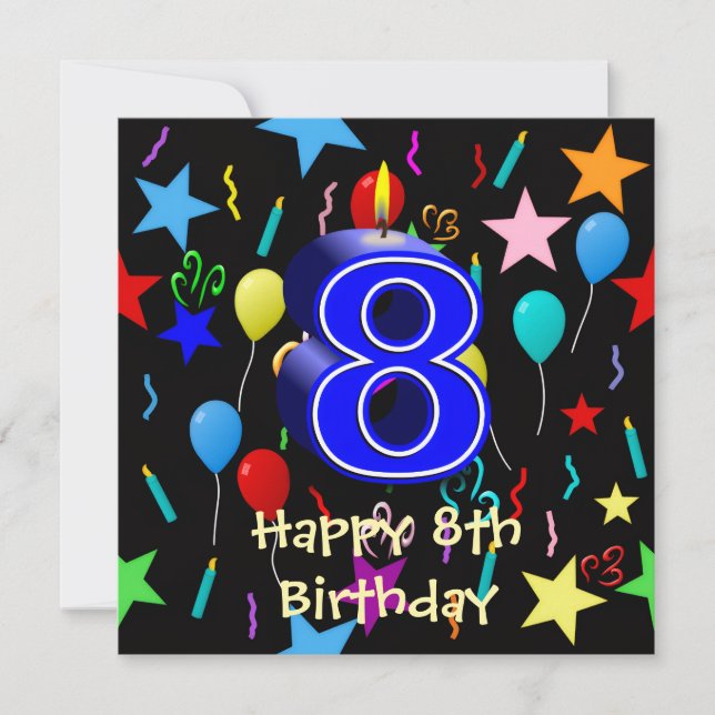 Happy 8th Birthday Greeting Card (Front)