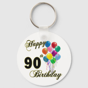 Happy 90th Birthday Gifts and Birthday Apparel Key Ring