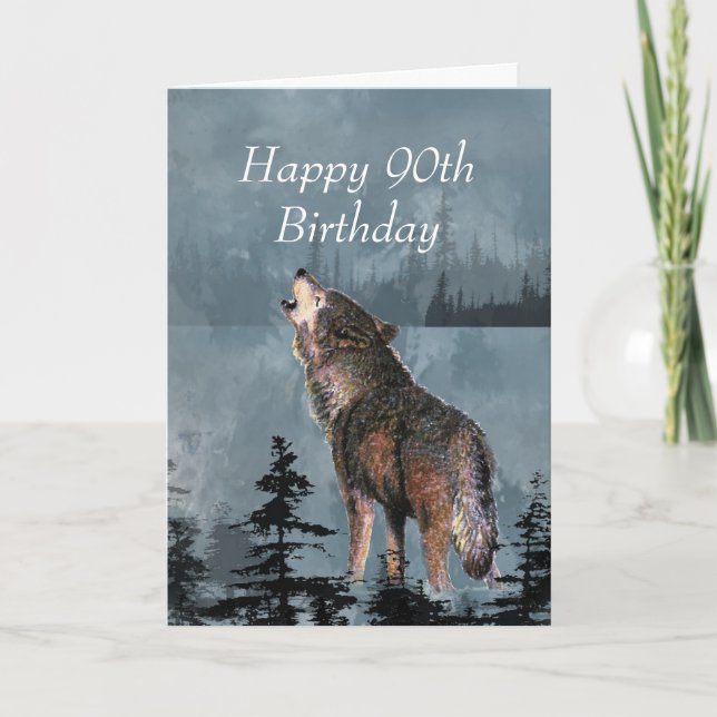 Happy 90th Birthday Howling Wolf You're Awesome Card (Front)