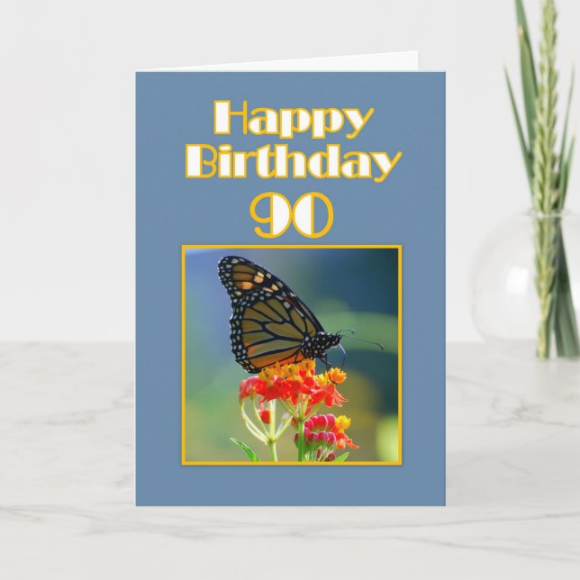 Happy 90th Birthday Monarch Butterfly Card (Front)