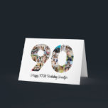 Happy 90th Birthday Number 90 Custom Photo Collage Card<br><div class="desc">Mark ninety years of wonderful memories and adventures with this captivating 90th Birthday Number Photo Collage. This customisable template is the perfect blend of creativity and sentiment, allowing you to create a truly memorable gift for your loved one's special day. Capture the essence of incredible years in a single masterpiece...</div>
