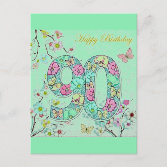 Happy 90th Birthday Postcard (Front)