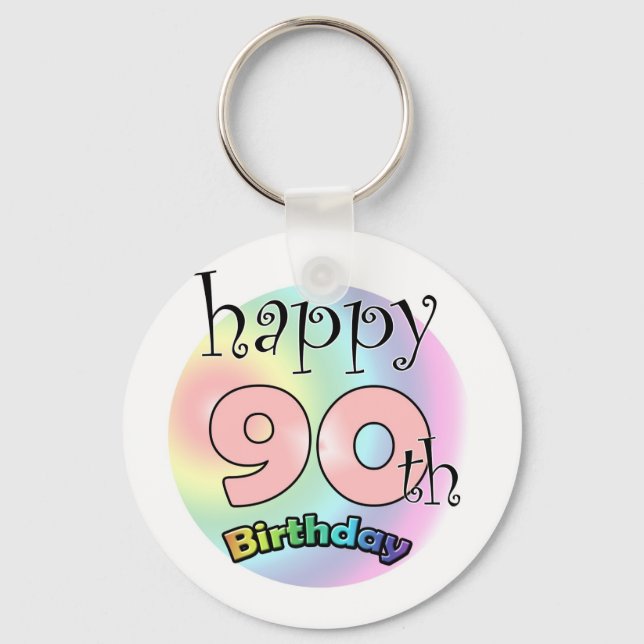 Happy 90th Birthday (roze) Key Ring (Front)
