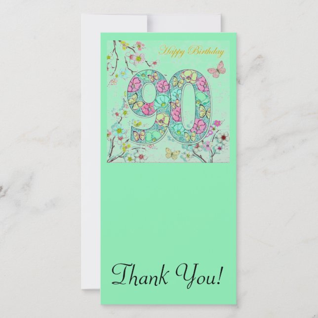 Happy 90th Birthday Thank You Card (Front)