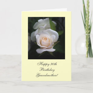 Happy 90th Birthday white rose Card