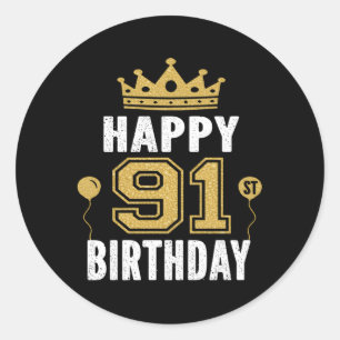 Happy 91St For 91 And Classic Round Sticker