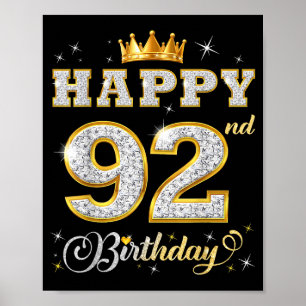 Happy 92nd Birthday 92 Years Old Women Men Birthda Poster