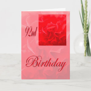 Happy 92nd Birthday Dianthus Red Flower Card