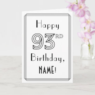 Happy 93rd Birthday, Art Deco Style w/ Custom Name Card