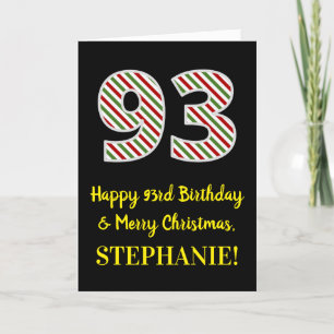 Happy 93rd Birthday & Merry Christmas, Custom Name Card
