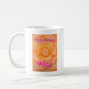 Happy 93rd Birthday Yellow Flower with Pink Trim Coffee Mug