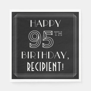 HAPPY 95TH BIRTHDAY; Art Deco Style; Custom Name Napkin