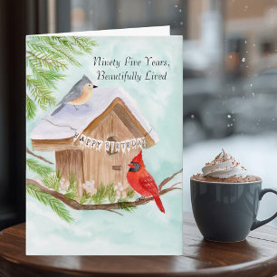  Happy 95th Birthday Birds at Birdhouse Card