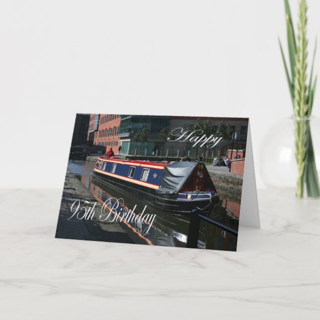 Happy 95th Birthday canal boat Card (Front)