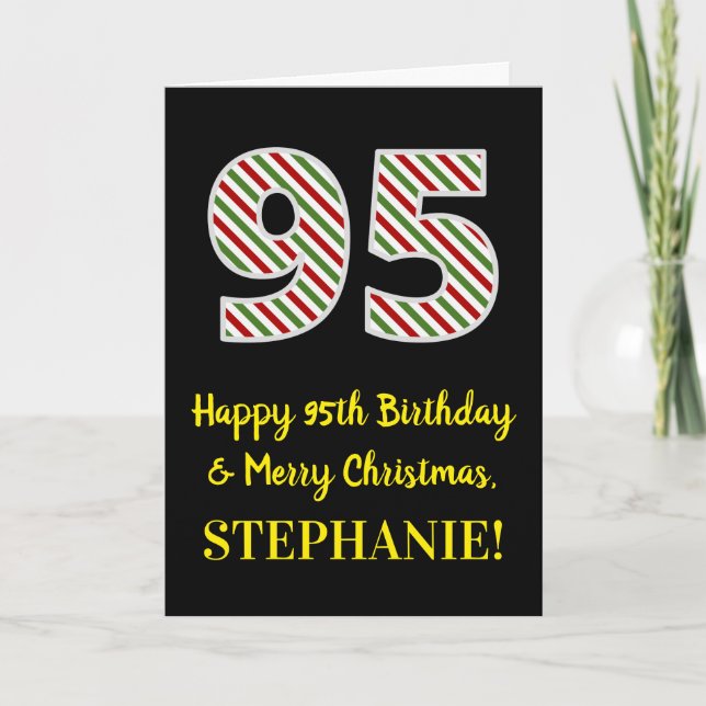 Happy 95th Birthday & Merry Christmas, Custom Name Card (Front)