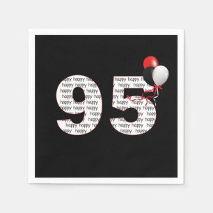 Happy 95th Birthday On Black Napkins